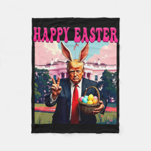 Funny Trump And Easter Eggs Bysket White House Hap Fleece Blanket