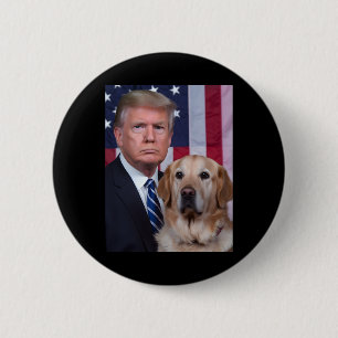 Funny Trump And Golden Retriever Dog Usa Flag Elec 2 Inch Round Button