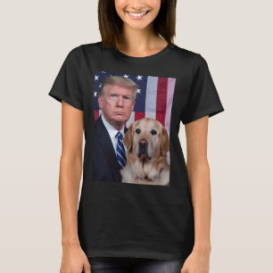 Funny Trump And Golden Retriever Dog Usa Flag Elec T-Shirt
