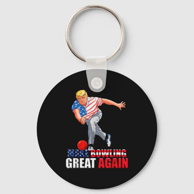 Funny Trump Bowling Make Bowling Great Again  Keychain (Front)