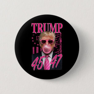 Funny Trump Bubble Gum 1776 Pink Flag  2 Inch Round Button