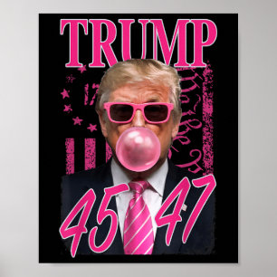 Funny Trump Bubble Gum 1776 Pink Flag Poster
