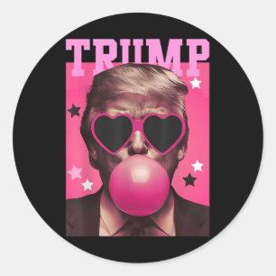 Funny Trump Bubble Gum Pink Sungl Heart Classic Round Sticker