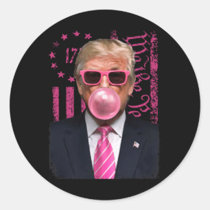Funny Trump Bubble Gum Pink Usa Flag  Classic Round Sticker