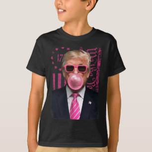 Funny Trump Bubble Gum Pink Usa Flag T-Shirt