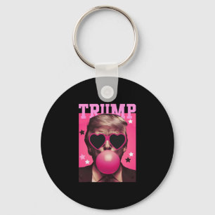 Funny Trump Bubble Gum Pink With Sungl Heart  Keychain