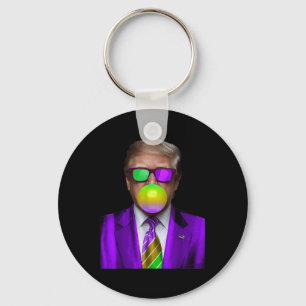 Funny Trump Bubble Gum Shirt Trump Mardi Gras Keychain