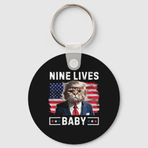 Funny Trump Cat 9 Lives By Funny Vote For Trump Ca Keychain