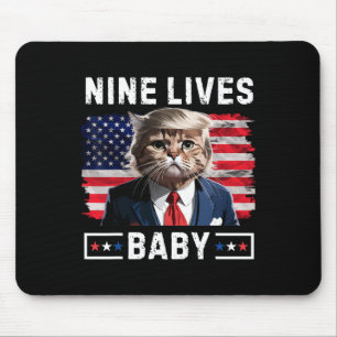 Funny Trump Cat 9 Lives By Funny Vote For Trump Ca Mouse Pad