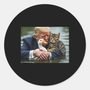 Funny Trump Cat And Duck Memes Christmas Halloween Classic Round Sticker