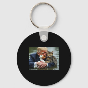 Funny Trump Cat And Duck Memes Christmas Halloween Keychain