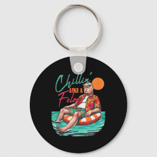 Funny Trump Chilling Like A Felon Summer 2024 Tank Keychain
