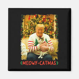 Funny Trump Christmas Cat Lovers Meowy Catmas Cat  Magnet