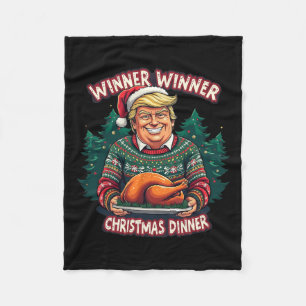 Funny Trump Christmas Humour Winner Winner Christm Fleece Blanket