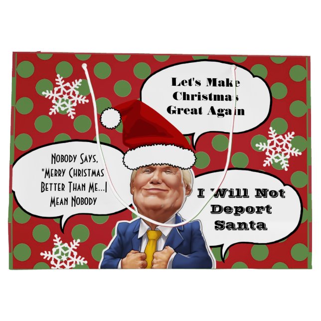 Funny Trump Christmas Large Gift Bag (Back)