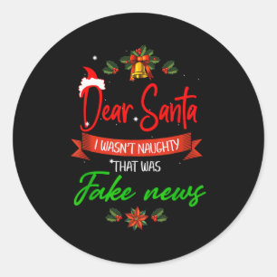 Funny Trump Christmas Pajamas Fake News  Classic Round Sticker