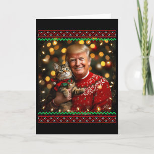 Funny Trump Christmas Sweater For Cat Lovers 1 Card