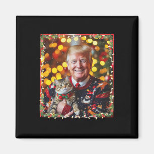 Funny Trump Christmas Sweater For Cat Lovers Magnet