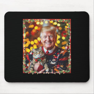 Funny Trump Christmas Sweater For Cat Lovers Mouse Pad