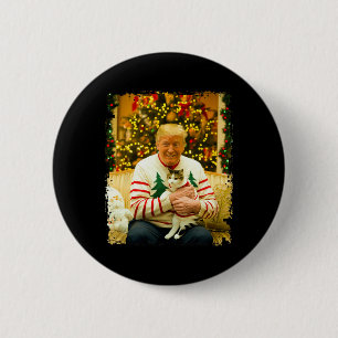 Funny Trump Christmas Sweater For Cat Lovers Xmas  2 Inch Round Button