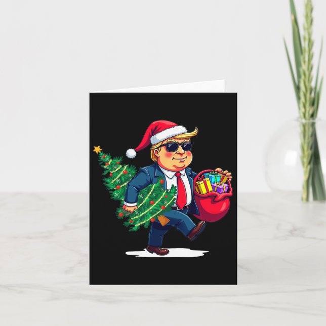 Funny Trump Christmas Tree Light Xmas Unique  Card (Front)