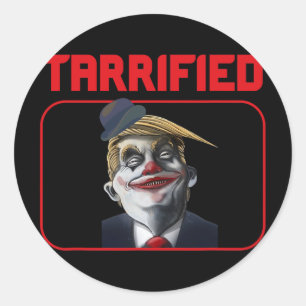 Funny Trump Clown Political Pun Tarrified  Classic Round Sticker
