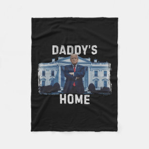 Funny Trump Daddy’s Home White House 2024 1  Fleece Blanket