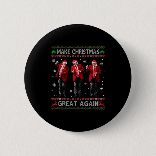 Funny Trump Dance Make Christmas Great Again Ugly  2 Inch Round Button (Front)