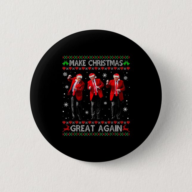 Funny Trump Dance Make Christmas Great Again Ugly  2 Inch Round Button (Front)