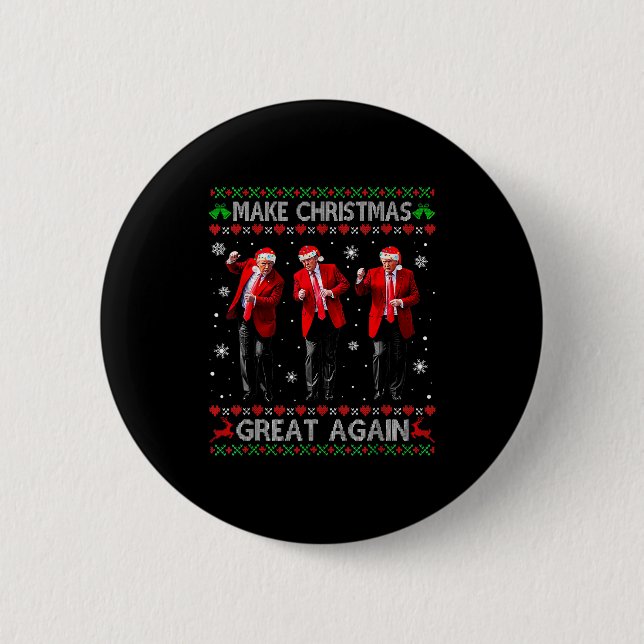 Funny Trump Dance Make Christmas Great Again Ugly  2 Inch Round Button (Front)