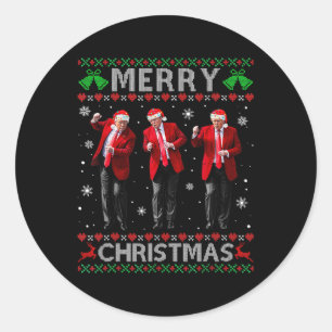 Funny Trump Dance Merry Christmas Ugly Xmas Sweate Classic Round Sticker