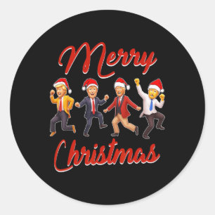 Funny Trump Dance Santa Claus Christmas Xmas Pajam Classic Round Sticker