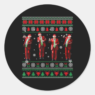 Funny Trump Dance Santa Claus Christmas Xmas Pajam Classic Round Sticker