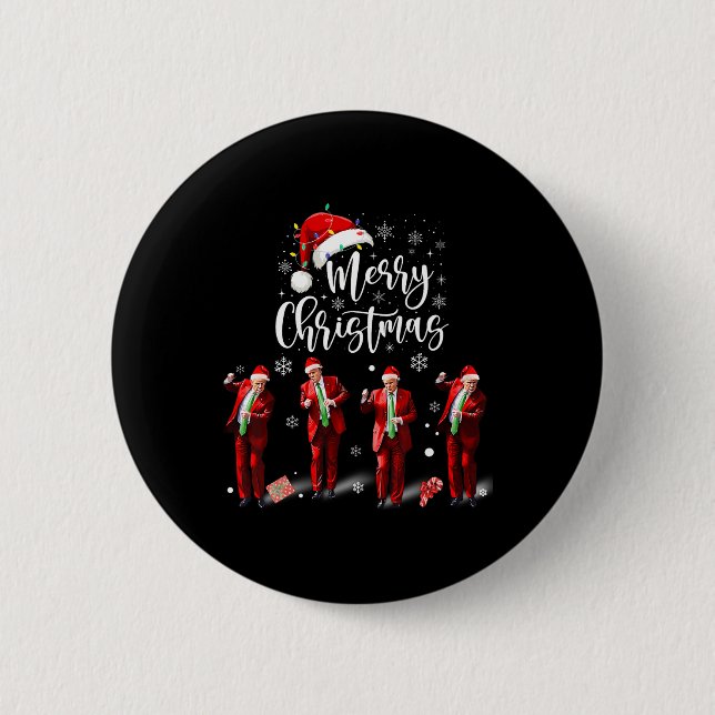 Funny Trump Dance Santa Claus Merry Christmas  2 Inch Round Button (Front)