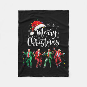 Funny Trump Dance Santa Claus Merry Christmas Xmas Fleece Blanket