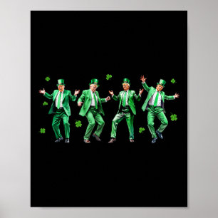 Funny Trump Dance St. Patrick's Day Lmn Black Cart Poster
