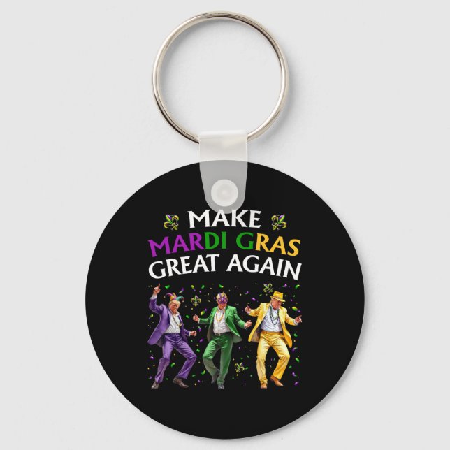 Funny Trump Dancing Make Mardi Gras Great Again  Keychain (Front)