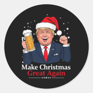 Funny Trump Drink Beer  Classic Round Sticker