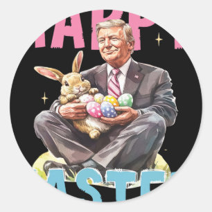 Funny Trump Easter Bunny Eggs Happy Easter Classic Round Sticker