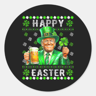 Funny Trump Easter Confused St Patricks Day Men Wo Classic Round Sticker