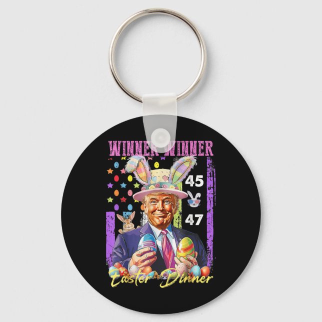 Funny Trump Easter Winner Winner Easter Dinner Rab Keychain (Front)