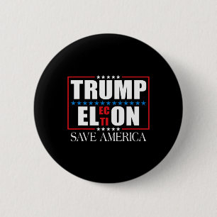 Funny Trump Election Usa Flag Trump Elon Save Amer 2 Inch Round Button