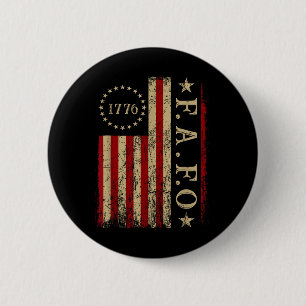 Funny Trump Fafo F Around Find Out Retro Us Flag 2 Inch Round Button