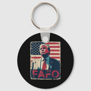 Funny Trump Fafo F Around Find Out Retro Us Flag  Keychain
