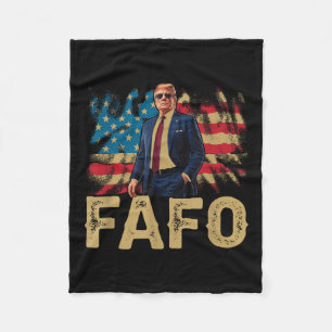 Funny Trump Fafo, Y2k Fafo Trump American Flag Vin Fleece Blanket