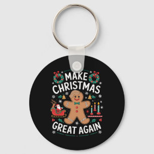 Funny Trump Gingerbread Man Make Christmas Great A Keychain