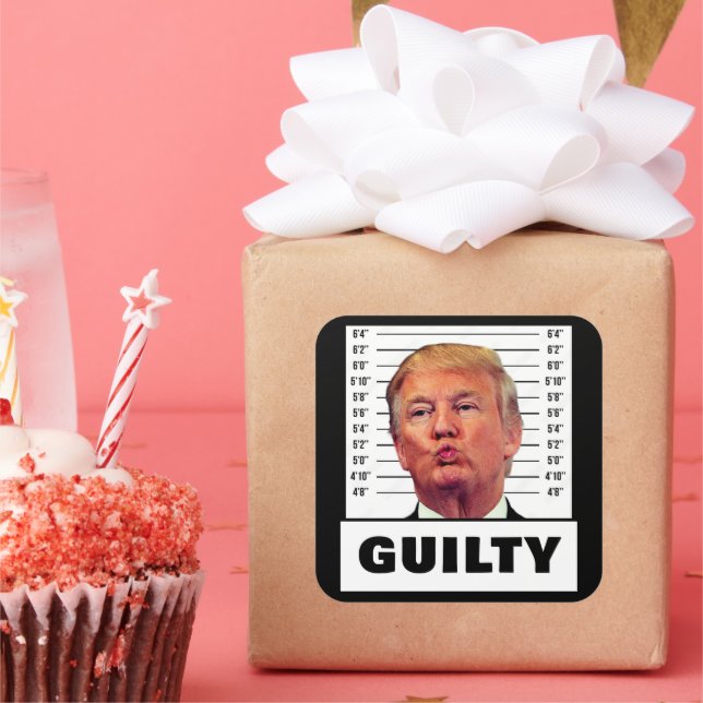 Funny Trump Guilty Square Sticker (Party)