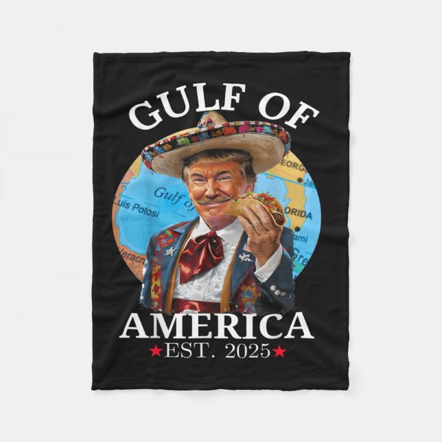 Funny Trump Gulf Of Us America 2025 Trump Fleece Blanket (Front)