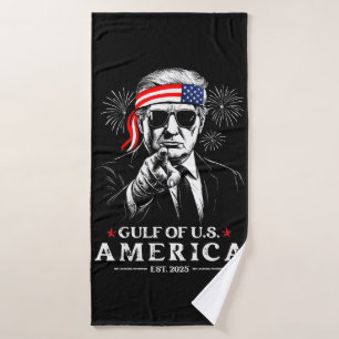 Funny Trump Gulf Of USA America 2025 4th Of July Bath Towel