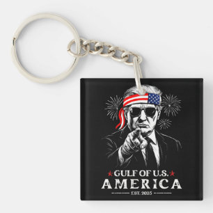 Funny Trump Gulf Of USA America 2025 4th Of July Keychain